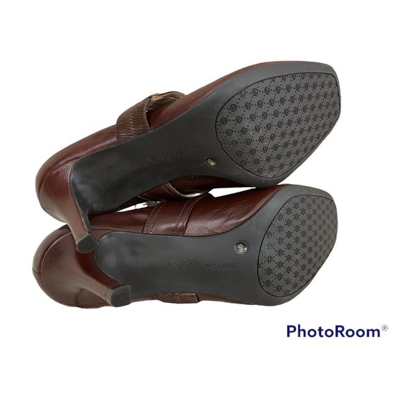 Antonio Melani Women Mary Jane Stiletto Heels Size 10‎ M Brown Leather Comfort - Picture 10 of 11